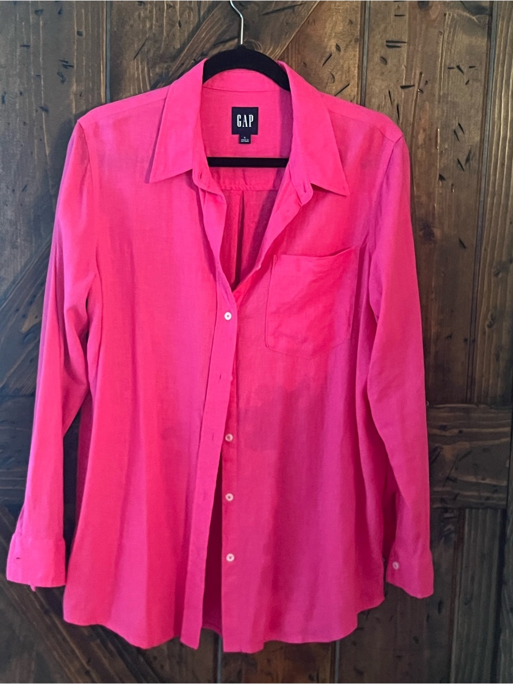 GAP Women's Bright Pink Button-Down Shirt